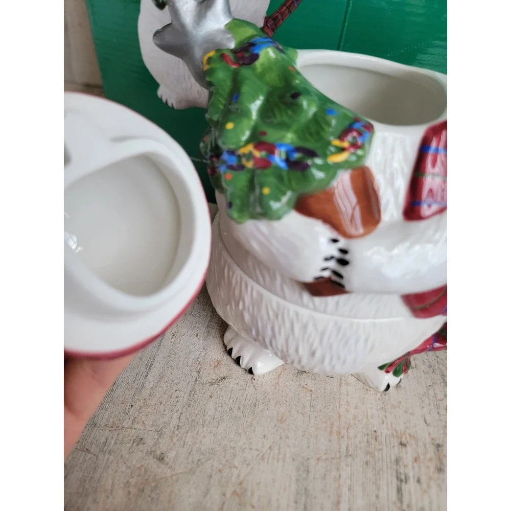 Pfaltzgraff polar bear tea cup teapot set Xmas kitchen unique home decor